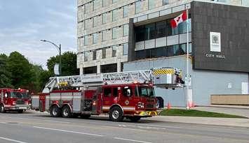 Fire trucks outside of London City Hall, May 15, 2024. Photo provided by the London Fire Department.