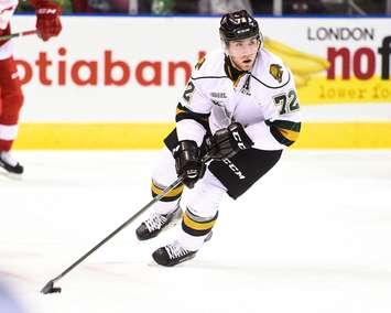 Aaron Berisha of the London Knights. Photo by Aaron Bell/OHL Images