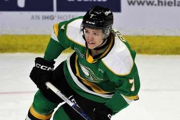 Photo of Easton Cowan of the London Knights courtesy of OHL Images. Photo by Tim Cornett