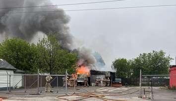 Garage fire, Adelaide Street North (Image courtesy of the London Fire Department via X)