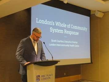 London Intercommunity Health Centre Executive Director speaks at a news conferencing outlining the goals of the whole of community system response to health and homelessness on February 21st, 2023. (Craig Needles, Blackburn Media)