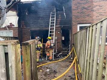 Fire crews on scene of a structure fire at 127 Toulon Crescent in London on Saturday, January 1, 2022. (London Fire Department via Twitter)