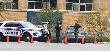 London police investigate a bomb threat made against St. Thomas Aquinas Catholic Secondary School on Oxford Street West, September 13, 2022. (Photo by Scott Kitching, Blackburn Media)