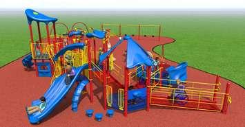 An artist rendering of the playground equipment financed by Jenny Jones. Photo provided by the City of London.