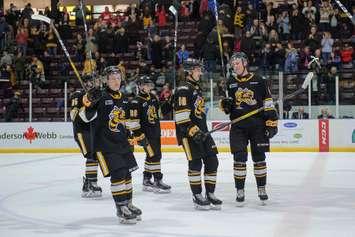 The Sarnia Sting win at home vs Sault Ste. Marie Mar. 1, 2020 (Photo courtesy of Metcalfe Photography)