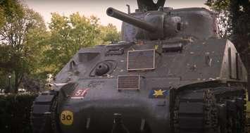 The Holy Roller Sherman tank memorial located in Victoria Park. (Screen capture courtesy of the 1st Hussars of London)