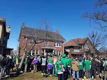 A home on Central Ave in London is overrun by a St. Patricks Day party, which was shut down by police, March 17, 2018. Photo courtesy London Police Service/Twitter.