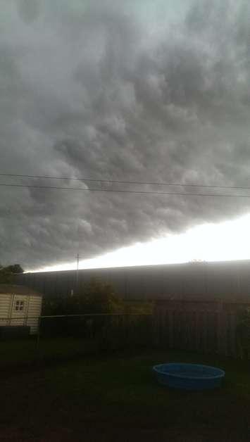 A severe storm approachesin Mount Brydges, September 5, 2014. (Photo courtesy of Kathy N. via the Blackburn Radio App)