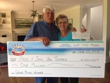 Dream Lottery grand prize winners, Fred and Jean Van Tooren, July 6, 2015. Photo by Victoria Sartor, BlackburnNews.com. 