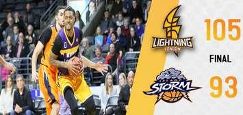 Maurice Bolden of the London Lightning in action against the Island Storm at Budweiser Gardens, January 26, 2019. Photo courtesy London Lightning/Twitter.