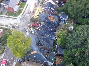 Aerial photo of the damage caused by an explosion in Old East London. Photo provided by London police. 