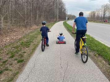 A family going for a bicycle ride in Sarnia. May, 2020 Photo by Melanie Irwin