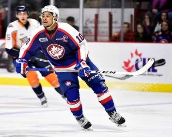 Jeremiah Addison of the Windsor Spitfires. (Photo by Aaron Bell/OHL Images)