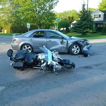 Police investigate a serious motorcycle crash on Norfolk County Rd. 45, June 1, 2017. (Photo courtesy of the OPP)