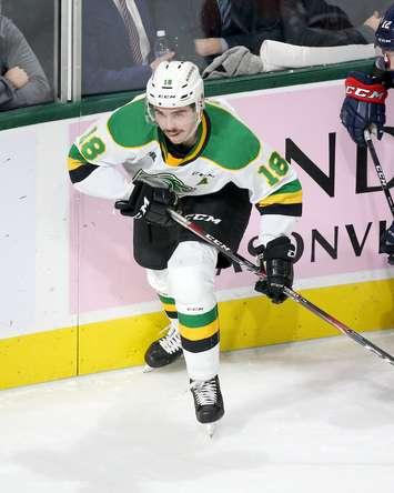 Liam Foudy of the London Knights. Photo by Luke Durda/OHL Images