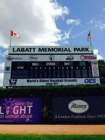Labatt park scoreboard courtesy of Butch McClarty