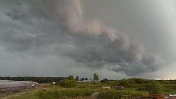 Storm clouds approaching Wheatley, June 18, 2014.  (Photo courtesy of Kyle via the Blackburn Radio app)