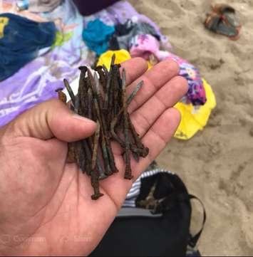 Photo of rusty nails on Port Dover beach courtesy of OPP. 