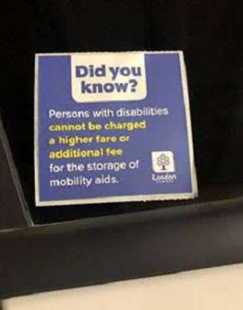 London cabs are now required to display this sticker. Photo courtesy of the City of London.