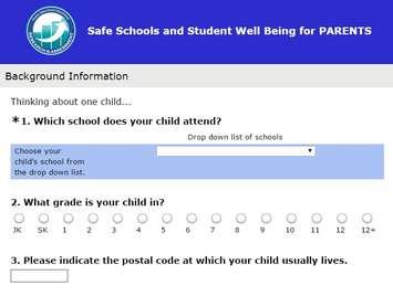 Screenshot of TVDSB survey.
