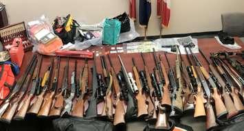 Several guns were recovered by police after they were stolen during a rash of break-ins in Middlesex and Elgin counties. (Photo courtesy of the OPP)