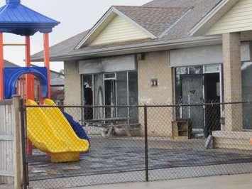 Damage from a fire at the Kilworth Children's Centre, February 7, 2016. Photo by Miranda Chant, Blackburn News.