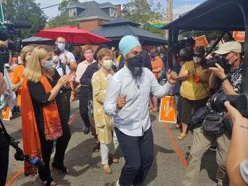 NDP leader Jagmeet Singh visits Wortley Villiage to support local candidates Lindsay Mathyssen and Shawna Lewkowitz on September15th, 2021 (Craig Needles, Blackburn News) 