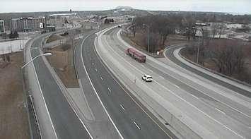 Approach to Blue Water Bridge at Front Street Mar. 18, 2020 (Image from traffic camera)
