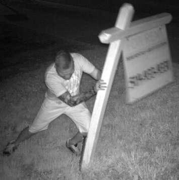 Suspect in rental sign thefts. Photo courtesy of London Police. 