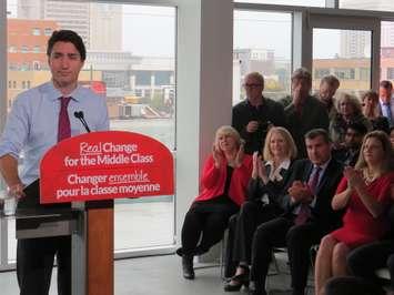 Justin Trudeau with all London Liberal candidates. October 7, 2015. Photo by Ashton Patis. 