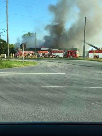 Structure fire on Forest Road. July 7, 2019. (Photo courtesy of Perth County Detachment)