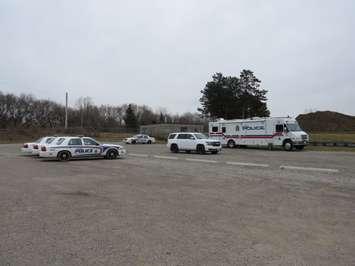 A London police command post set up in Vauxhall Park as part of the search for Julia Carbajal, March 1, 2018. (Photo by Miranda Chant, Blackburn News)  