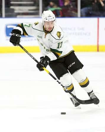 Nathan Dunkley of the London Knights. (Photo courtesy of Luke Durda via OHL Images)