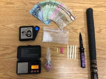 Items seized by police during a traffic stop on May 10, 2021. Photo courtesy of St. Thomas police. 