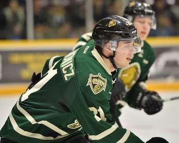 Chandler Yakimowicz of the London Knights. Photo courtesy of Terry Wilson / OHL Images.