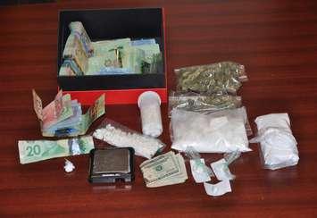 Drugs and cash found during Ridout St. traffic stop. Photo courtesy of London police.
