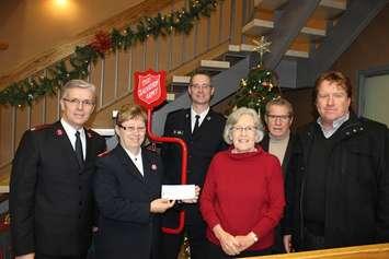 Carl and Pat Churchill present $25,000 cheque to Salvation Army in 2014. Photo courtesy of the Salvation Army 