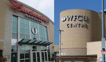 The WFCU Centre and Budweiser Gardens. (File photos by Alec Ross and Adelle Loiselle.)