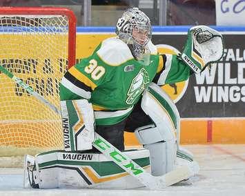 Brett Brochu of the London Knights. (Photo courtesy of Terry Wilson via OHL Images)