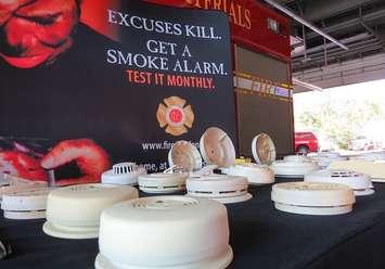 The London Fire Department displays worn out and obsolete smoke alarms removed from London homes, October 7, 2016. (Photo by Miranda Chant, Blackburn News)