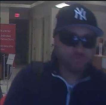 A surveillance photo of a bank robbery suspect provided by London police. May 18, 2018. 