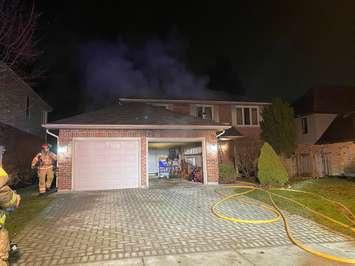 Firefighters battle a blaze at a home on Lavender Way in London, January 13, 2020. (Photo courtesy of the London Fire Department via Twitter)