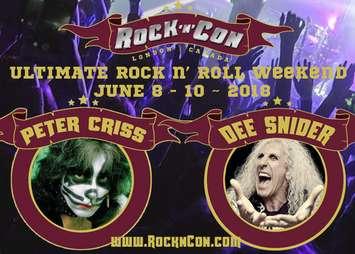 Dee Snider of Twisted Sister and Peter Criss of Kiss to headline Rock n' Con at London Music Hall June 9 and 10. Photo submitted by Rock n' Con.