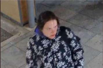 Photo of a woman wanted in connection with an arson investigation. Photo supplied by London police. 