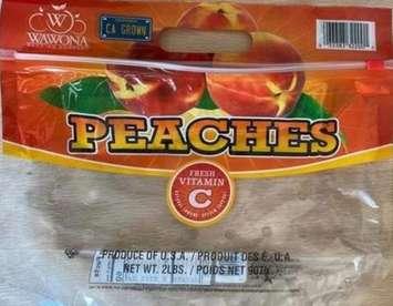 The Canadian Food Inspection Agency recalled fresh peaches from California distributed by Prima Wawona. (Photo via www.inspection.gc.ca).