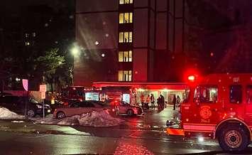 Firefighters on scene of an apartment fire at 136 Albert Street, March 16, 2023. Photo courtesy of the London Fire Department. 