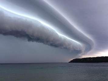 Storm clouds over Lake Huron east of Lion's Head Aug. 2, 2014 (photo submitted by Jacob Dickinson)