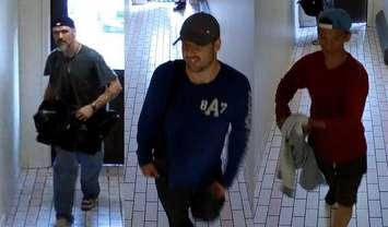 Photo of three suspects in the flooding of a London apartment building. Photo provided by London police. 