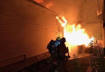 Firefighters battle a house fire at 35 Tennyson St., June 28, 2022. Photo courtesy of the London Fire Department. 