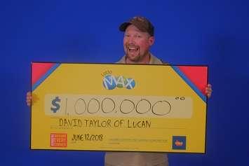 David Taylor of Lucan with his $1-million Lotto Max prize. Photo courtesy of the OLG.